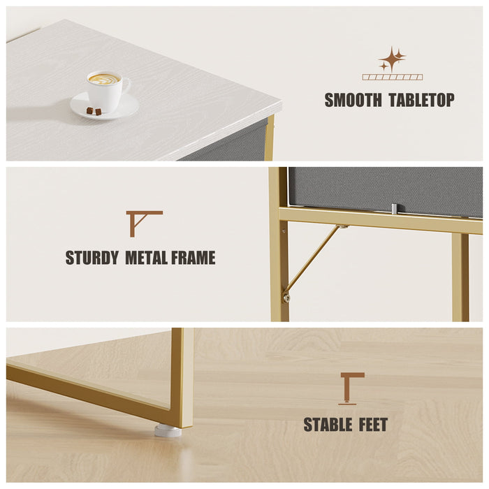 Flycity Small Desk With Fabric Drawers & Storage Bags, Home Office Computer Desk, Vanity Desk With Storage For Bedroom, Work Writing Study Table, 31.5"L X 15.7"W X 30.9"H