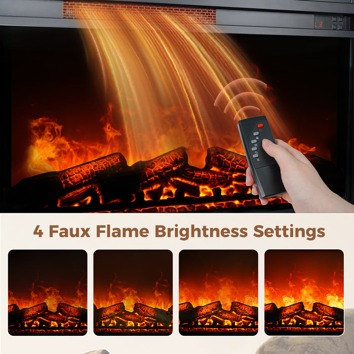 Flycity Fireplace Tv Stand For Tvs Up To 80", Farmhouse 70" Fireplace Entertainment Center With Storage Cabinets And Adjustable Shelves, Rustic Media Console