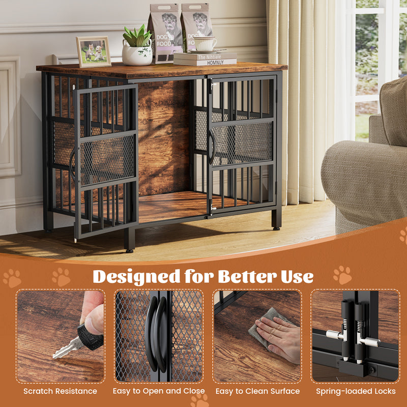 Flycity 31.5" Foldable Indoor Dog Crate Furniture For Small & Medium Dogs