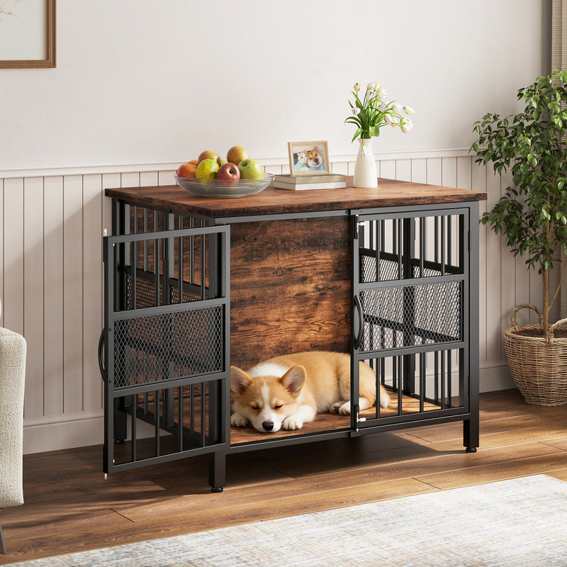 Flycity 31.5" Foldable Indoor Dog Crate Furniture For Small & Medium Dogs