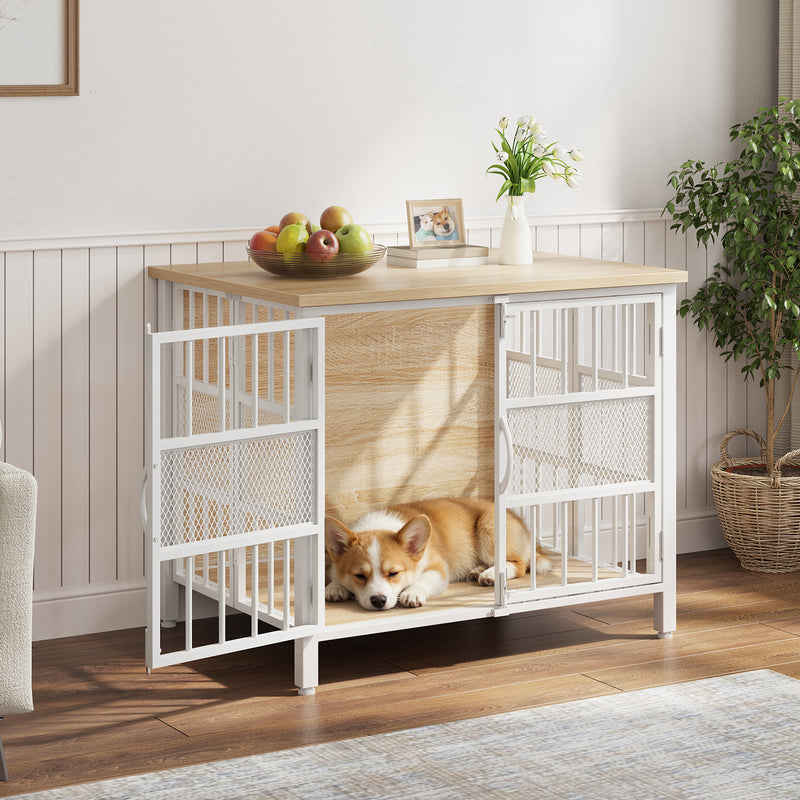 Flycity 31.5" Foldable Indoor Dog Crate Furniture For Small & Medium Dogs