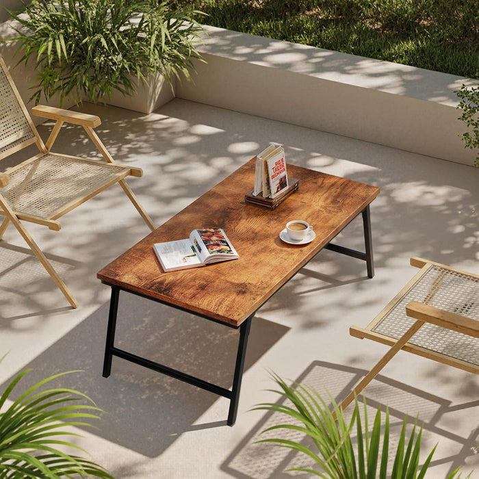 Flycity No Assembly Mini Folding Coffee Table, Leg Latches Portable Sturdy Floor Table Desk for Sitting on The Floor, Low Coffee Table for Living Room, Home, Office, Rustic Brown, 31.5"×15.75"×14.37"