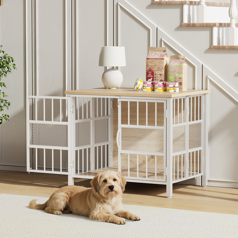 Flycity 31.5" Foldable Indoor Dog Crate Furniture For Small & Medium Dogs