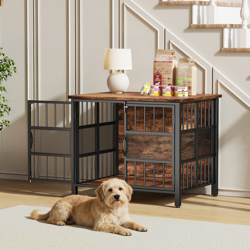 Flycity 31.5" Foldable Indoor Dog Crate Furniture For Small & Medium Dogs