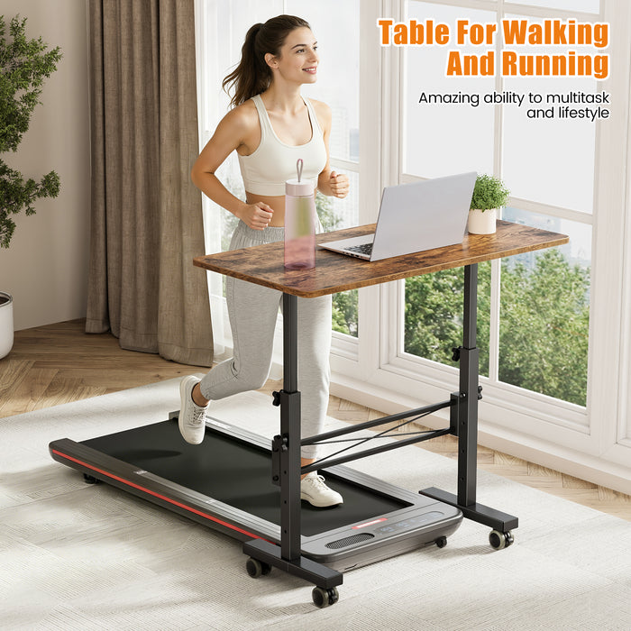 Flycity Standing Desk Adjustable Height, Mobile Stand Up Desks With Wheels, Small Laptop Desks, Portable Computer Rolling Desk For Home Office And Pad Treadmill, Height 26"-37.8", 15.7"D x 31.5"W