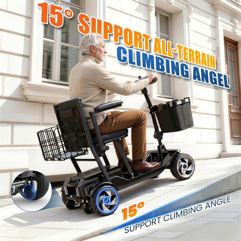 4 Wheel Electric Mobility Scooter With 20 Miles Range & 330lb Capacity