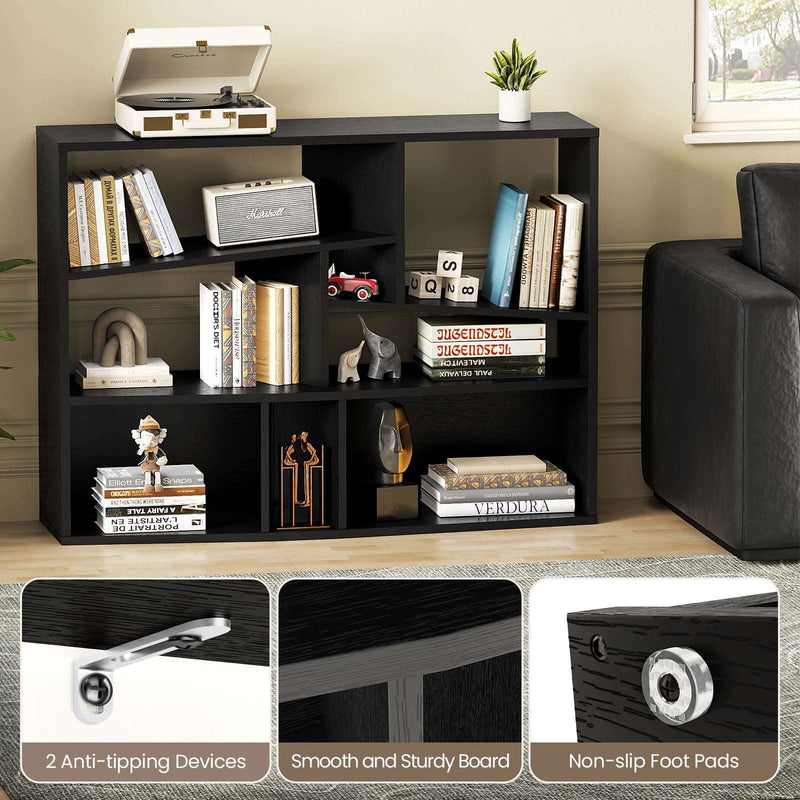 Flycity Black Modern Bookcase with Anti-Tipping Feature