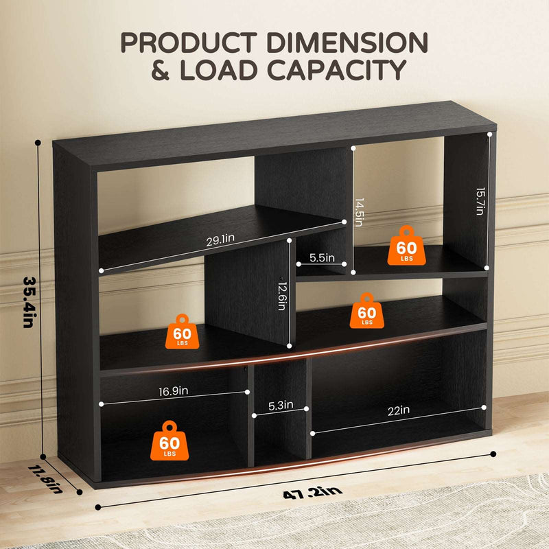 Flycity Black Modern Bookcase with Anti-Tipping Feature