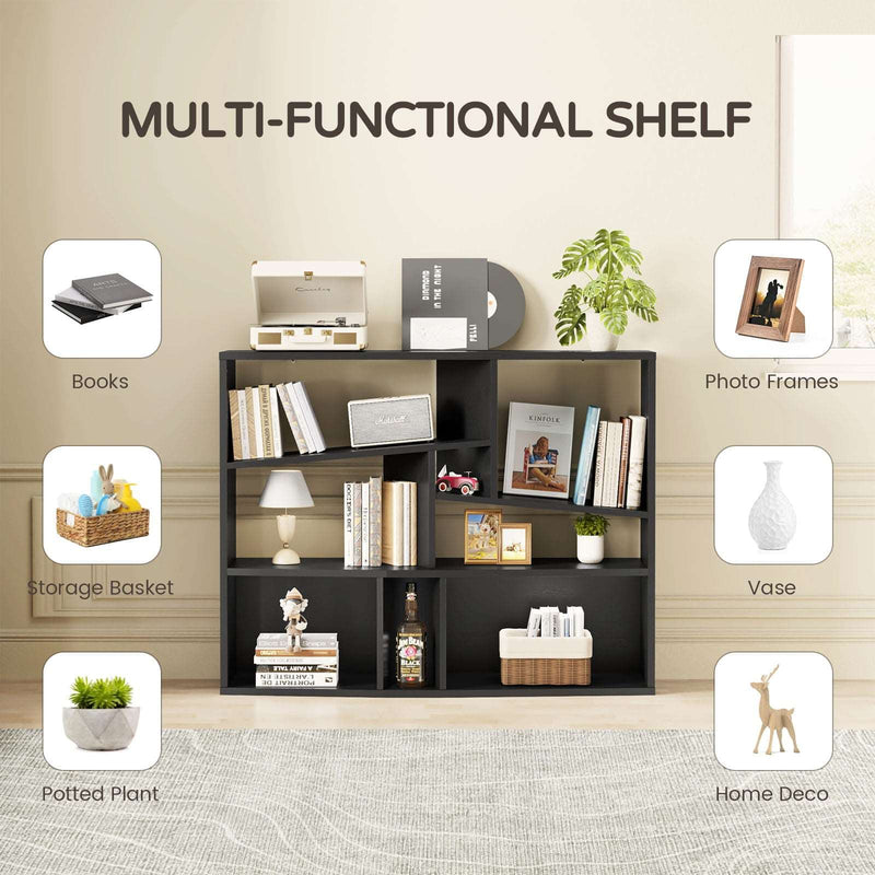 Flycity Black Modern Bookcase with Anti-Tipping Feature