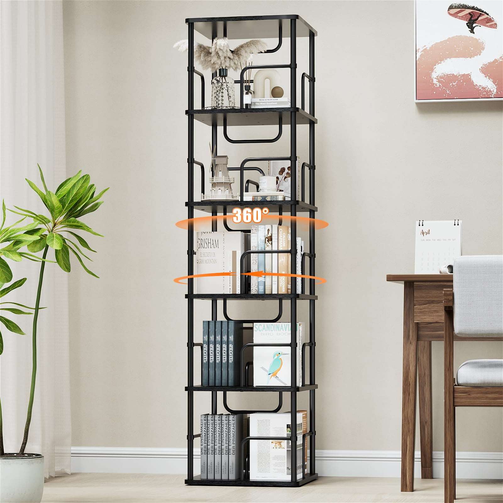 Black Rotating Bookshelf - 360° Display Bookshelf - Flycity