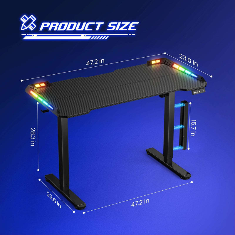 Black Carbon Fiber Electric Standing Desk for Home Office