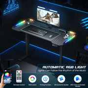 Black Carbon Fiber Electric Standing Desk for Home Office