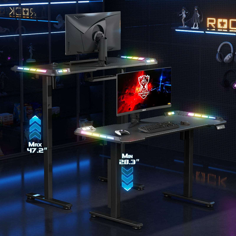 Black Carbon Fiber Electric Standing Desk for Home Office