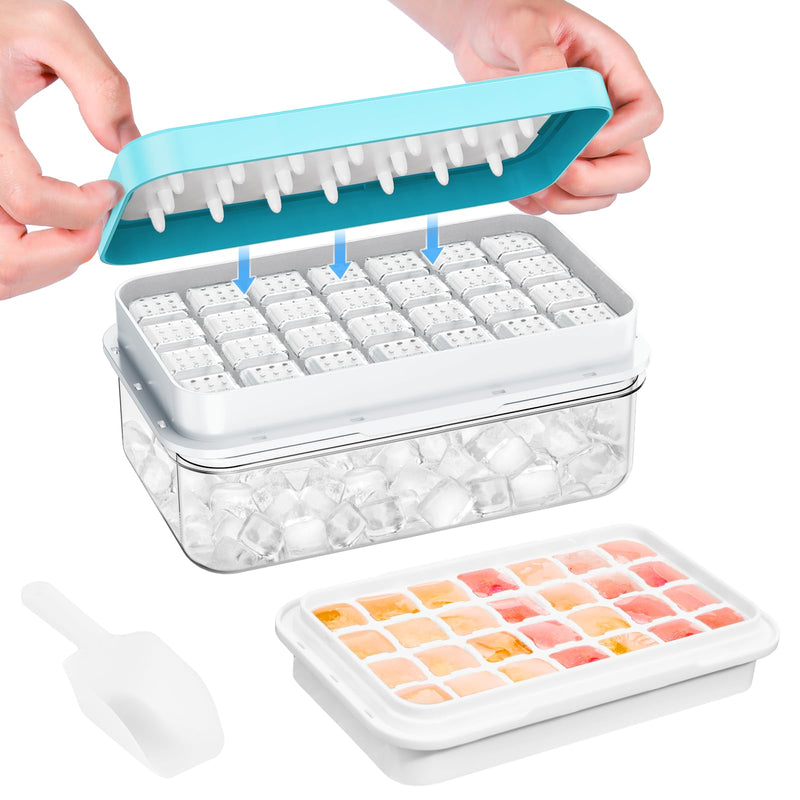 Flycity Stackable Ice Cube Tray Set with Lid and Bin – 64/96 Cubes