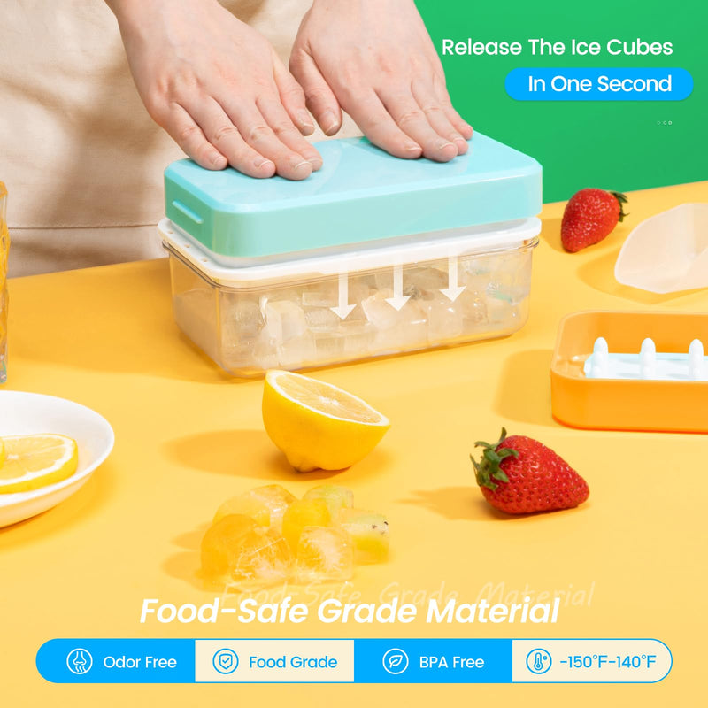 Flycity Stackable Ice Cube Tray Set with Lid and Bin – 64/96 Cubes