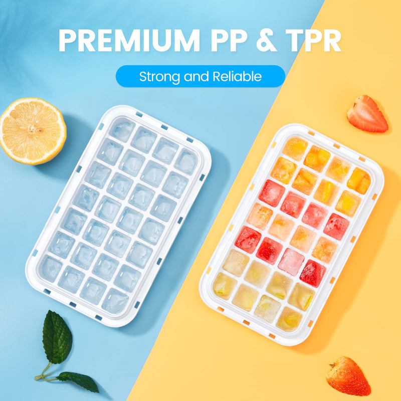 Flycity Stackable Ice Cube Tray Set with Lid and Bin – 64/96 Cubes