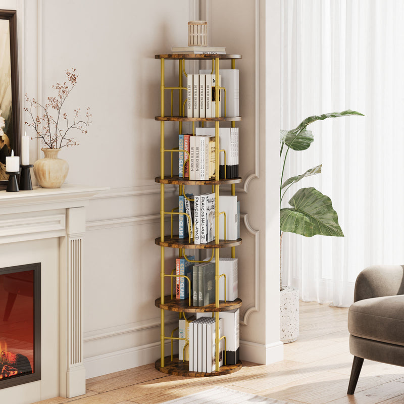 Flycity 5 Tier Rotating Bookshelf With 360° Spinning Display [US Warehouse]