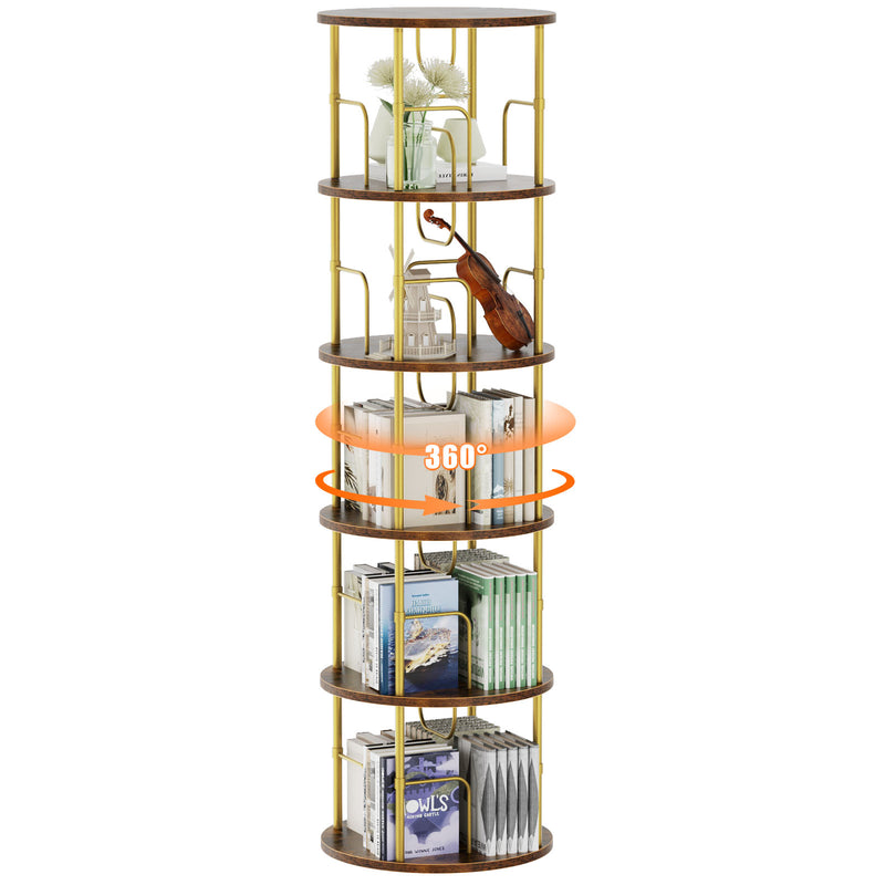 Flycity 5 Tier Rotating Bookshelf With 360° Spinning Display [US Warehouse]