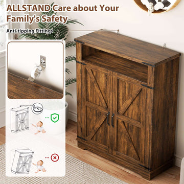 Farmhouse Brown Wood Shoe Cabinet with Door​ Flycity