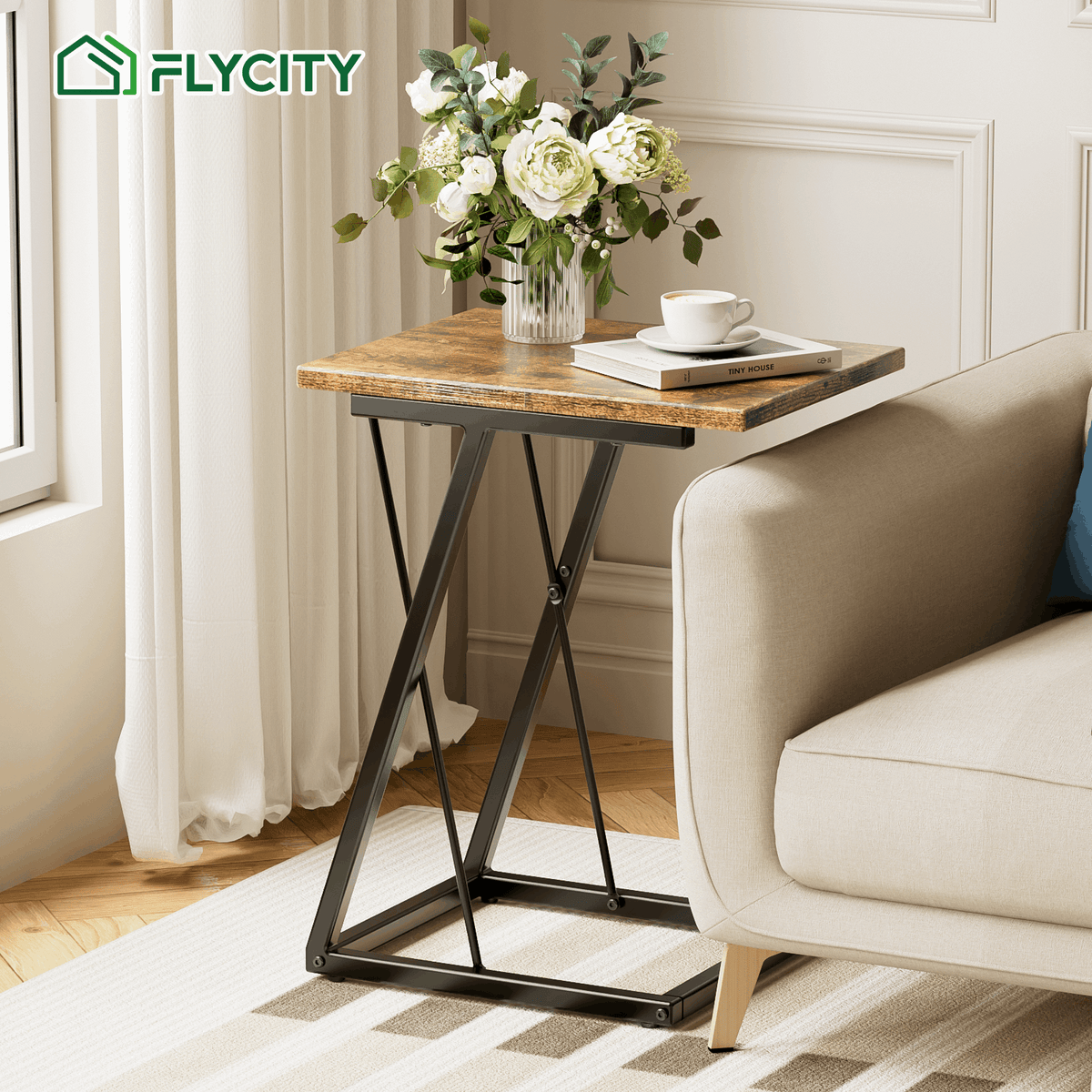 Flycity C Shaped or X Shaped End Side Table 23