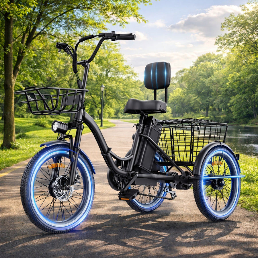 Electric Tricycle Peak 1200W with 720Wh Removable Battery Black