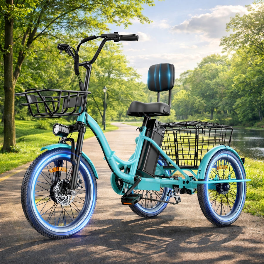 Electric Tricycle Peak 1200W with 468Wh Removable Battery Green Electric Tricycle Peak 1200W with 468Wh Removable Battery Green