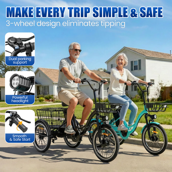 Flycity 3-Wheel Electric Bike With 468Wh Removable Battery