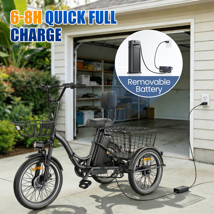 Flycity 3-Wheel Electric Bike With 468Wh Removable Battery