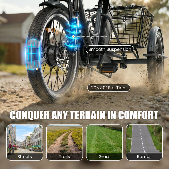 Flycity 3-Wheel Electric Bike With 468Wh Removable Battery