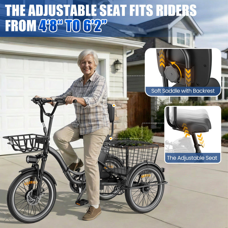 Electric Tricycle Peak 1200W with 468Wh Removable Battery