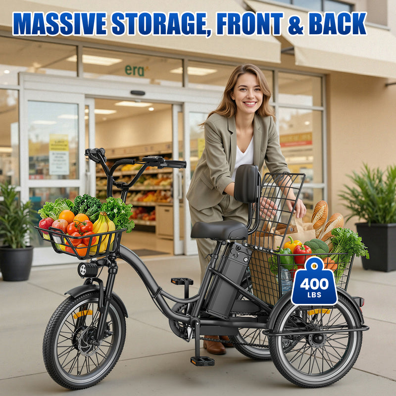 Electric Tricycle Peak 1200W with 468Wh Removable Battery