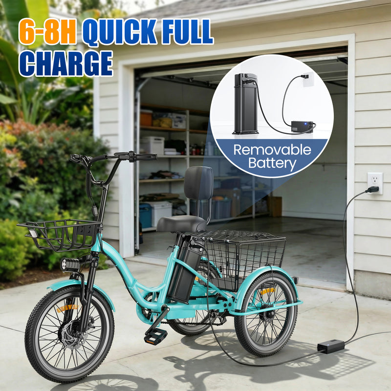 Electric Tricycle Peak 1200W with 468Wh Removable Battery