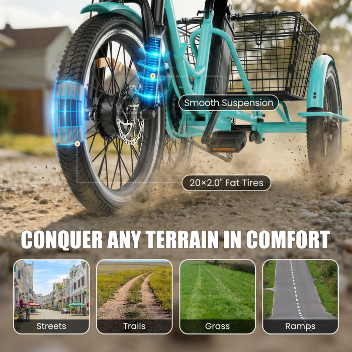 Flycity 3-Wheel Electric Bike With 468Wh Removable Battery