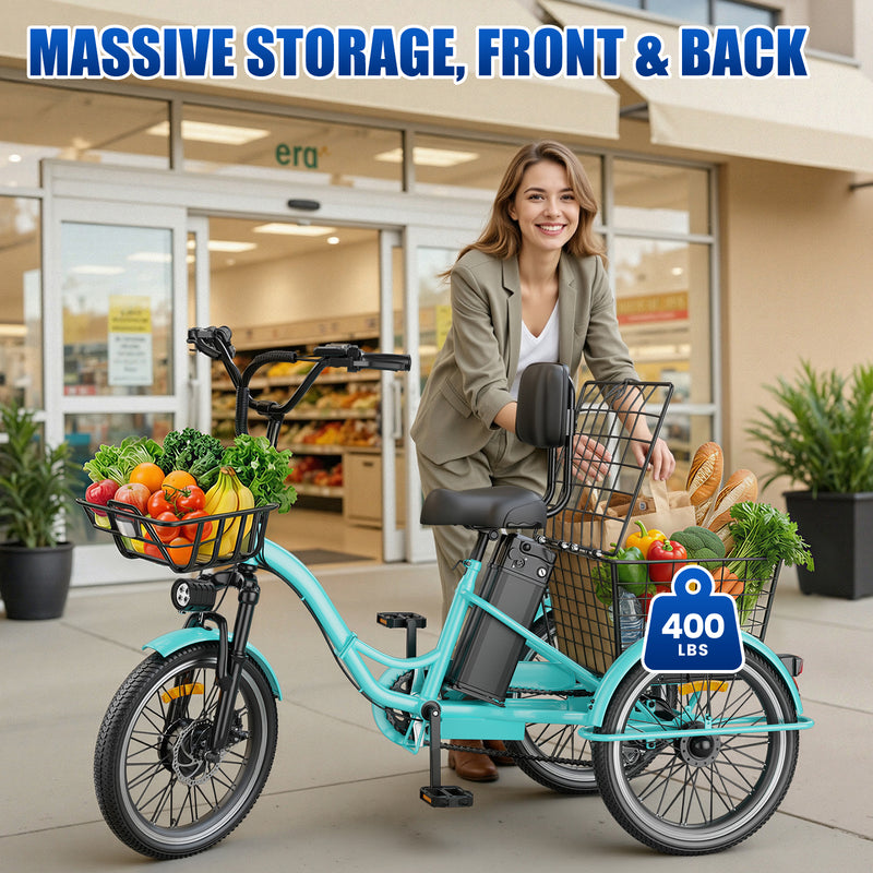 Electric Tricycle Peak 1200W with 468Wh Removable Battery