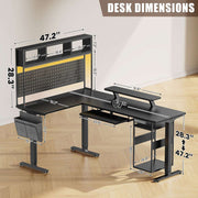 Electric L Shaped Standing Home Office Desk with Storage