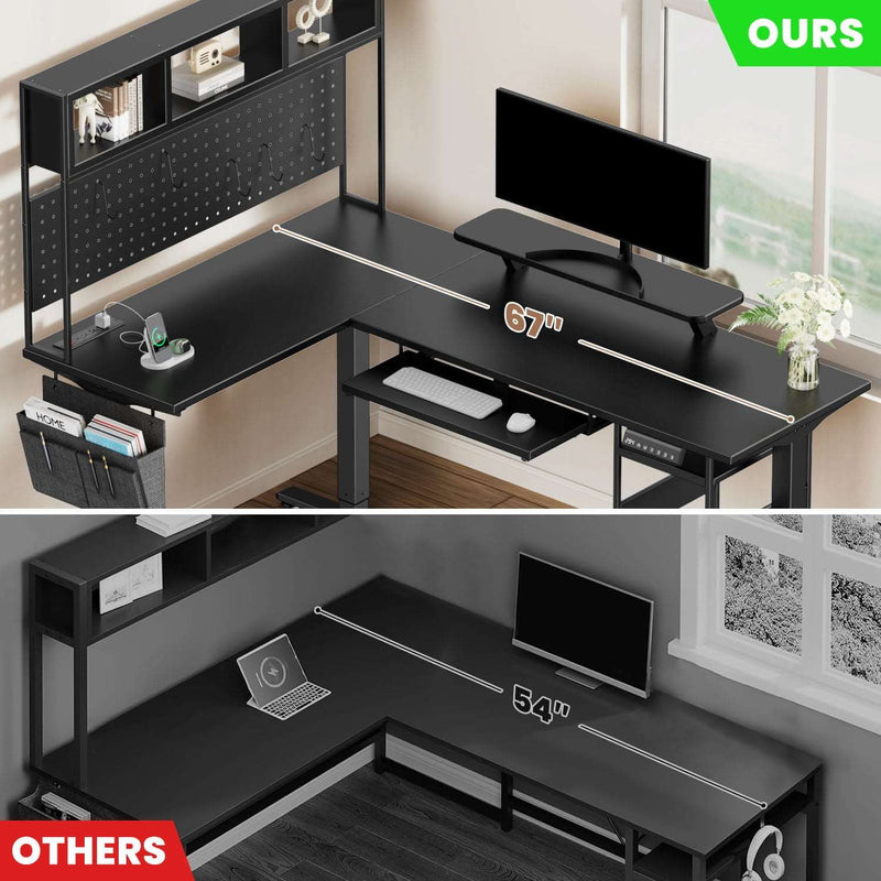 Electric L Shaped Standing Home Office Desk with Storage