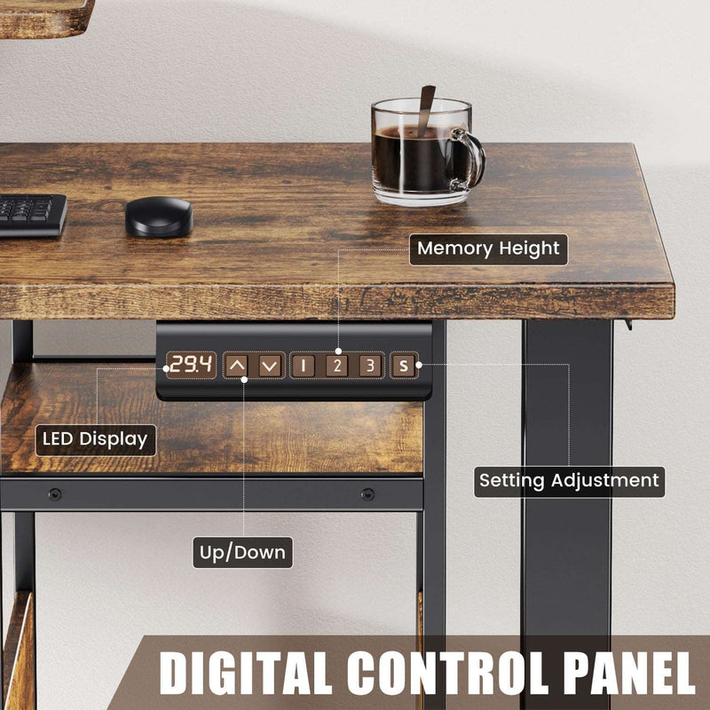 Electric L Shaped Standing Home Office Desk with Storage