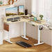 Electric L Shaped Sit-Stand Home Office Desk with Two Drawers