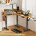 Electric L Shaped Sit-Stand Home Office Desk with Two Drawers