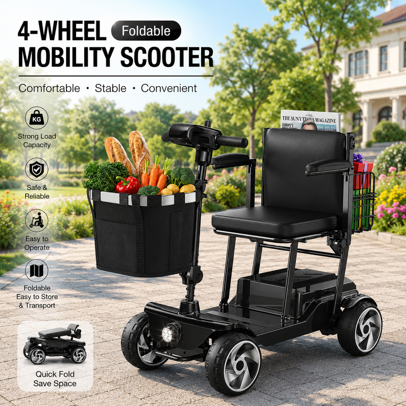 4 Wheel Electric Mobility Scooter With 20 Miles & 330lb Capacity