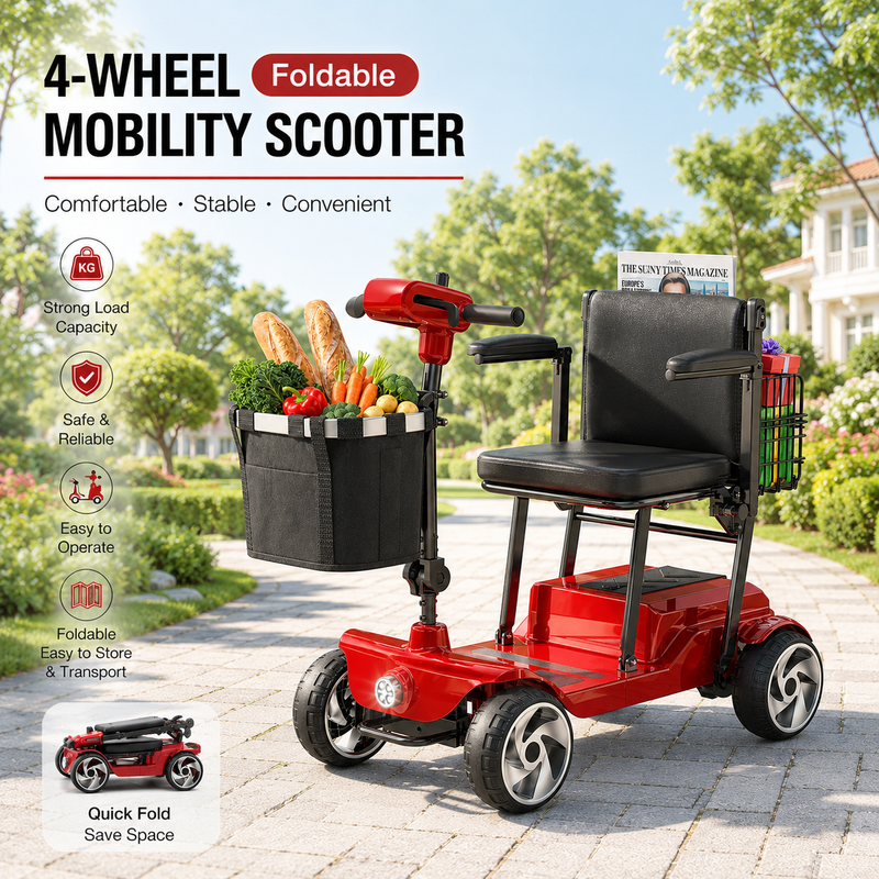 4 Wheel Electric Mobility Scooter With 20 Miles & 330lb Capacity