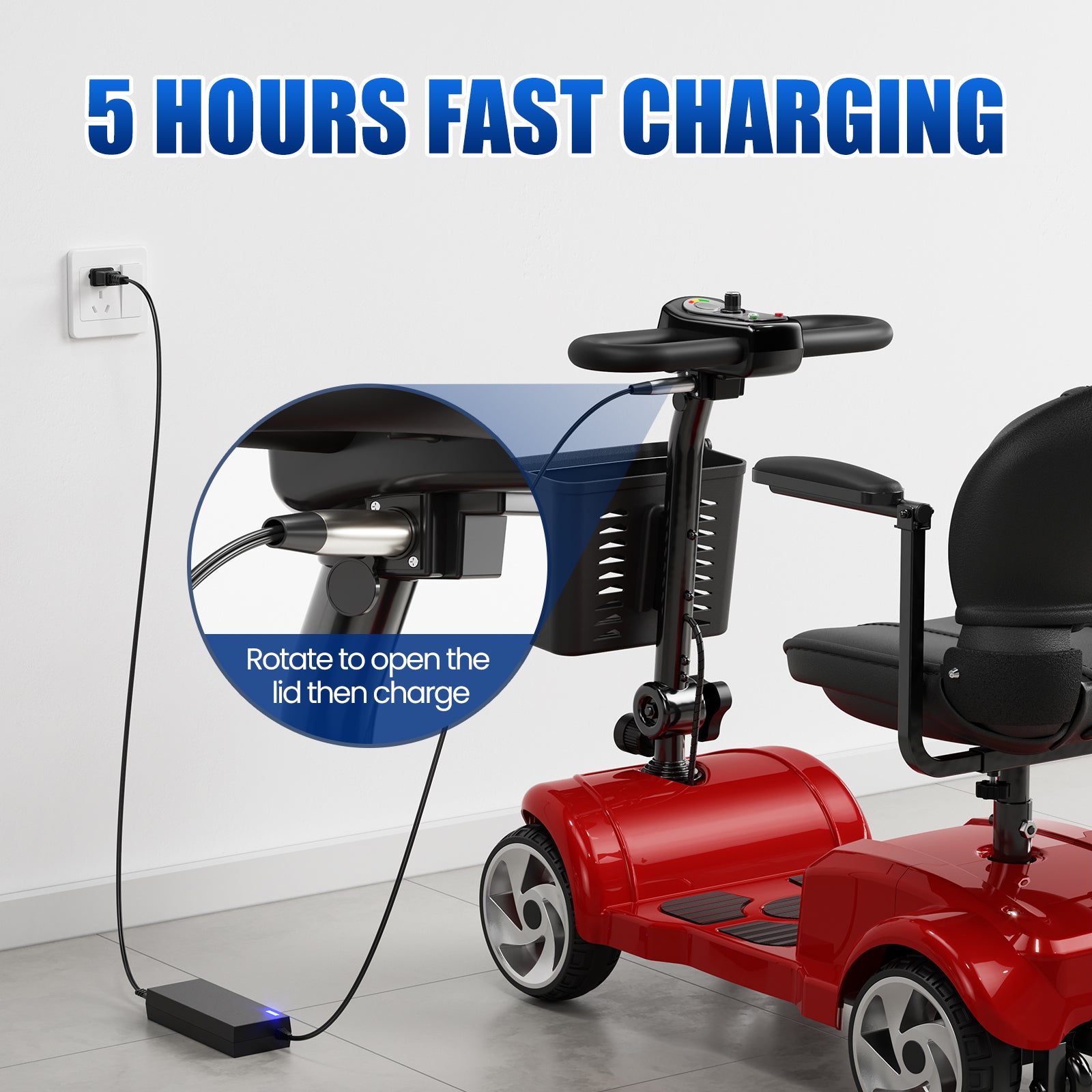 Foldable 4-Wheel Electric Travel Scooter with 20-Mile Range & 330