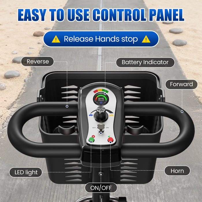 Flycity 24V 4 Wheel Mobility Scooter For Seniors, Foldable 30 Miles Long Range Electric Scooter With LED Lights And Basket, 20Ah Electric Powered Wheelchair Device For Adults