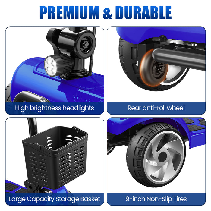 30-Mile Range Four-Wheel Foldable Long-Range Electric Mobility Scooter