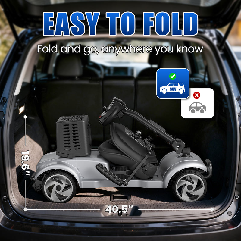 4 Wheel Electric Mobility Scooter With 20 Miles & 330lb Capacity - Blue