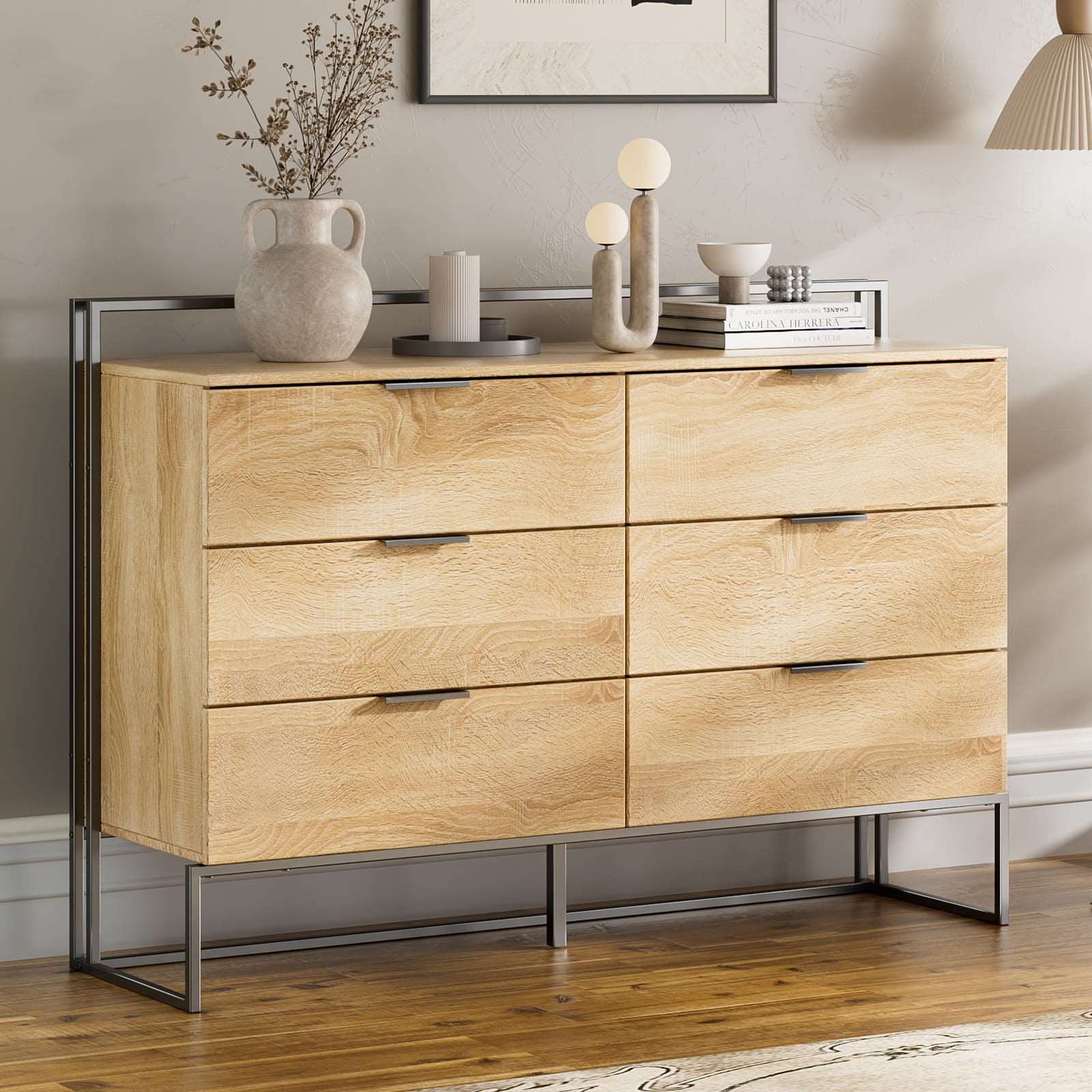 Wood 6 Drawers Dresser- Mendon Dresser
