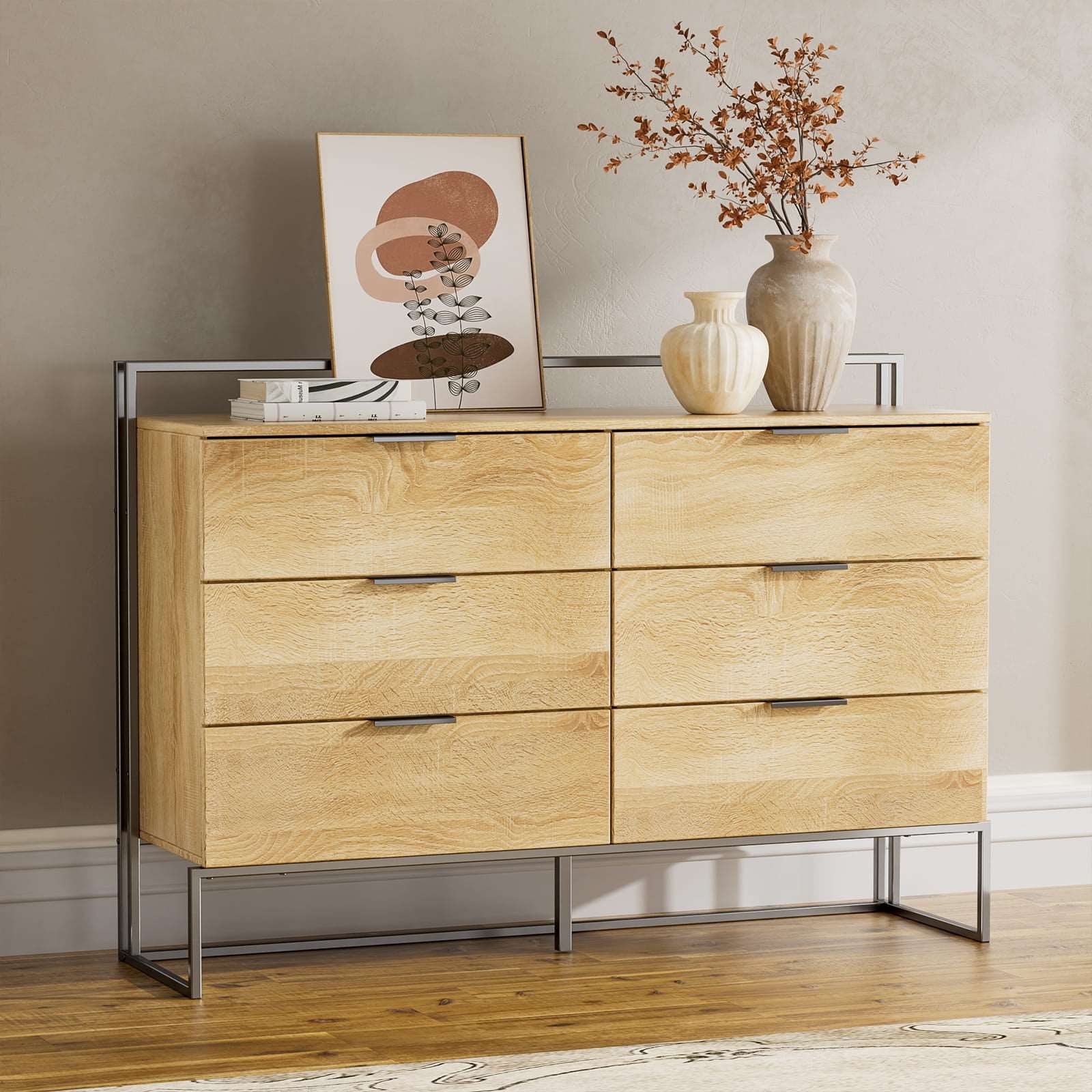 Wood 6 Drawers Dresser- Mendon Dresser