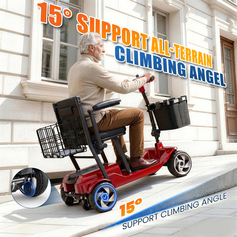 4 Wheel Electric Mobility Scooter With 20 Miles Range & 330lb Capacity