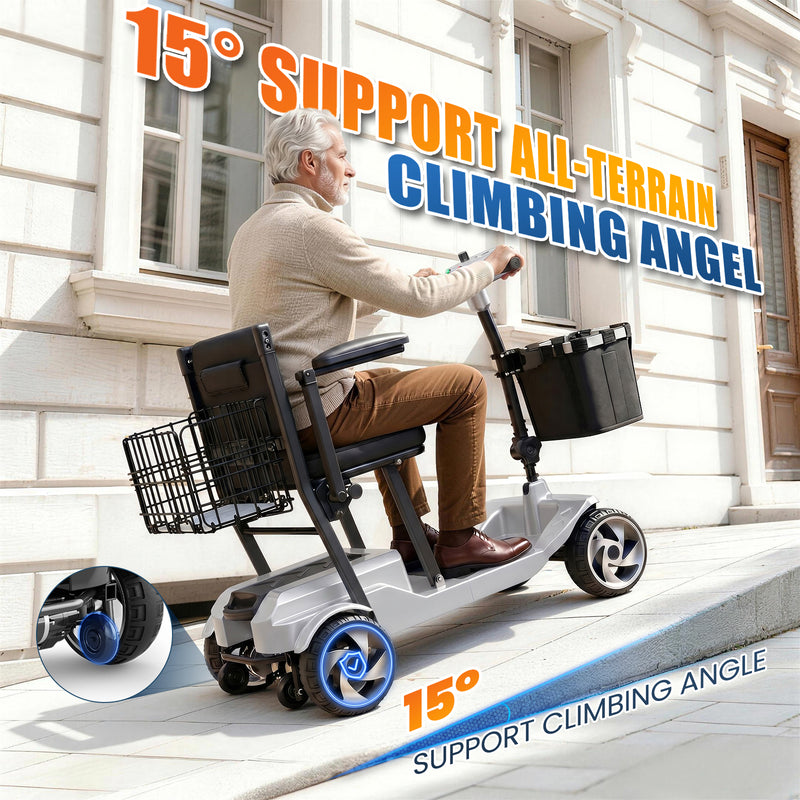 4 Wheel Electric Mobility Scooter With 20 Miles Range & 330lb Capacity