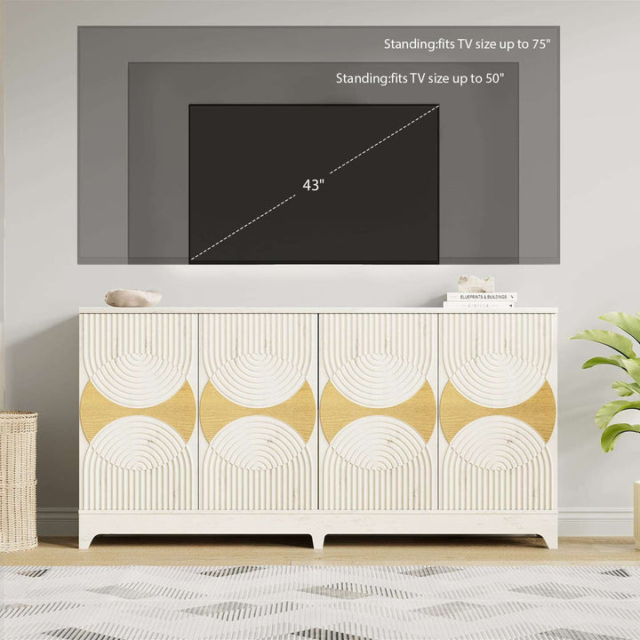 white sideboard cabinet​ used as TV Stand
